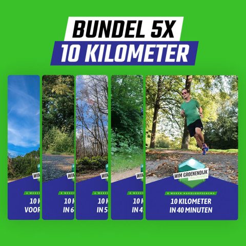 Hardloopschema's 10 kilometer bundel (5 stuks) van beginners tot 60, 50, 45 en 40 minuten op de 10 kilometer
