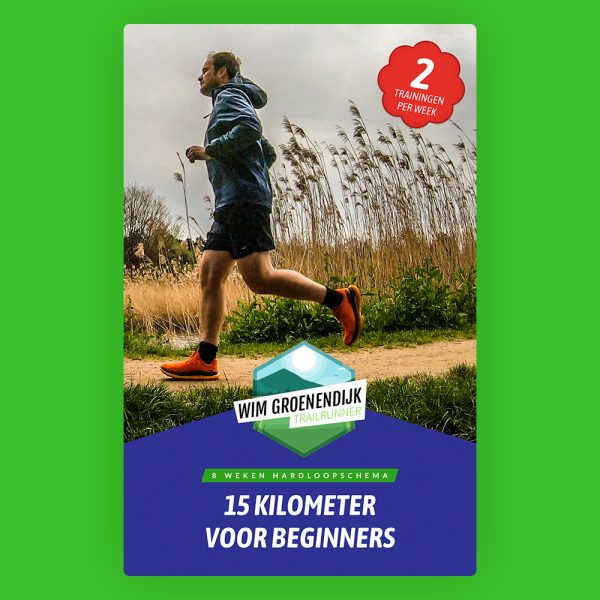 Cover van het eBook hardloopschema 15 kilometer voor beginners met 2 trainingen per week