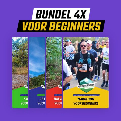 Hardloopschema's bundel (4 stuks) van 5, 10, halve en hele marathon hardloopschema voor beginners