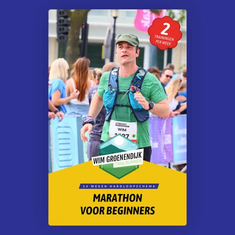 De cover van het eBook hardloopschema marathon voor beginners met twee trainingen per week.