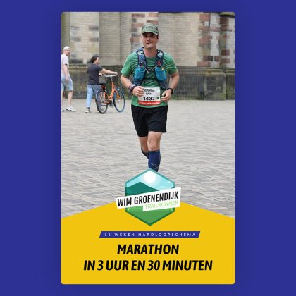 De cover van het eBook hardloopschema marathon in 3 uur en 30 minuten