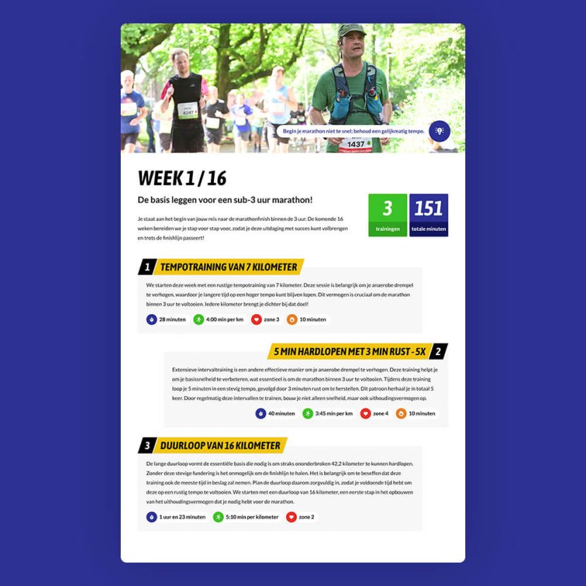 Hardloopschema marathon in 3 uur - Wim Groenendijk